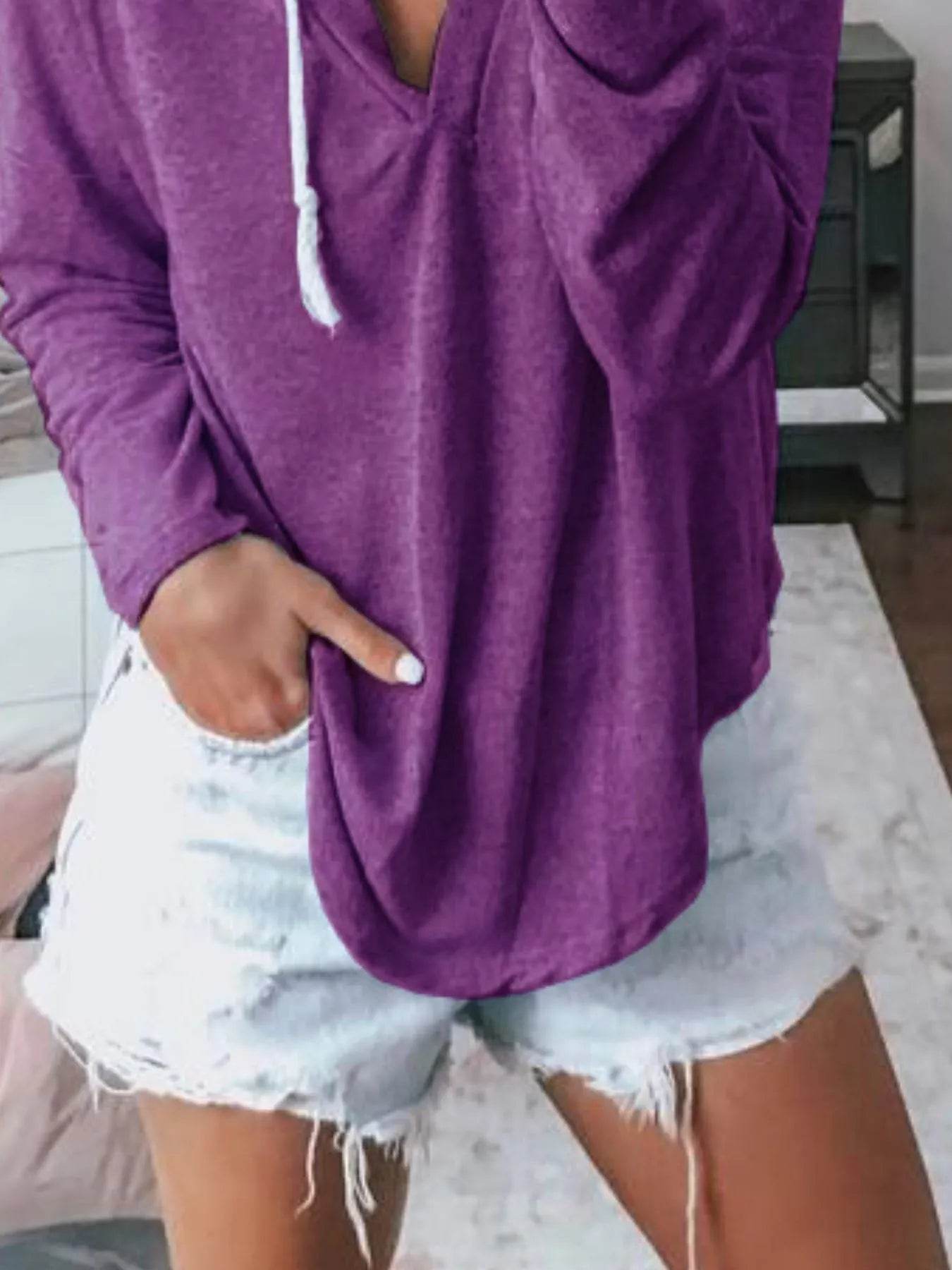 Full Size Drawstring Long Sleeve Hoodie Plus Size - IntuitiveEncBoutique
