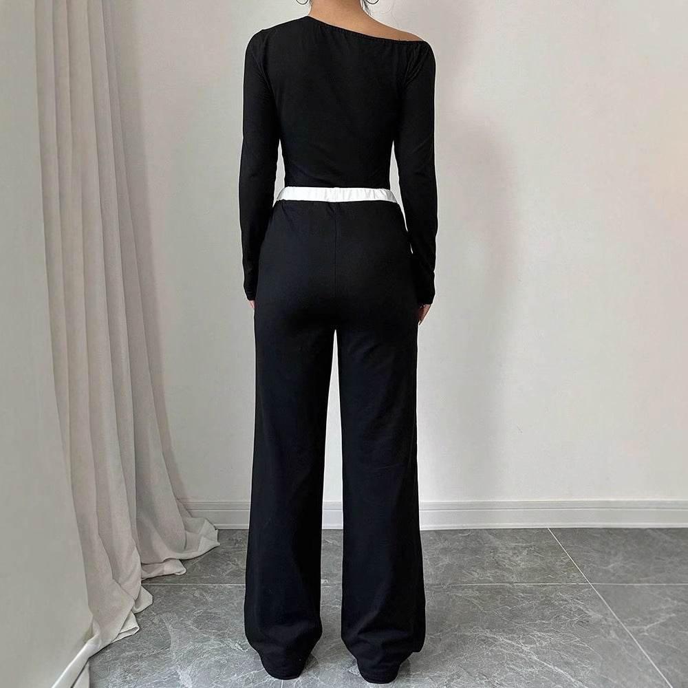 Loose wide leg long pants long sleeved T-shirt set - IntuitiveEncBoutique