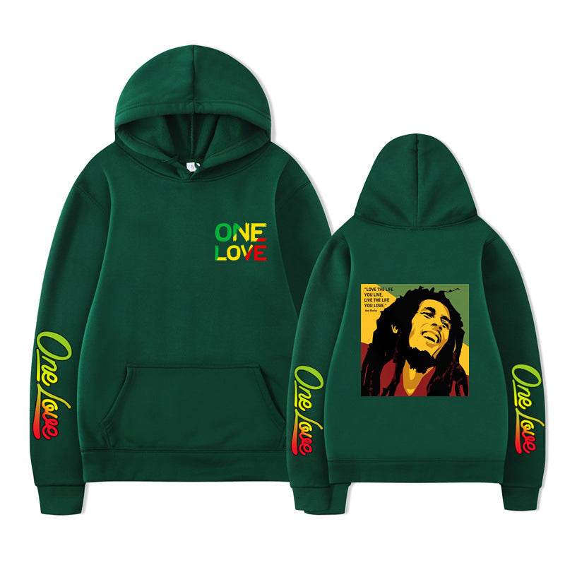 Bob Marley Loose Hooded Sweatshirt for Spring and Autumn - IntuitiveEncBoutique
