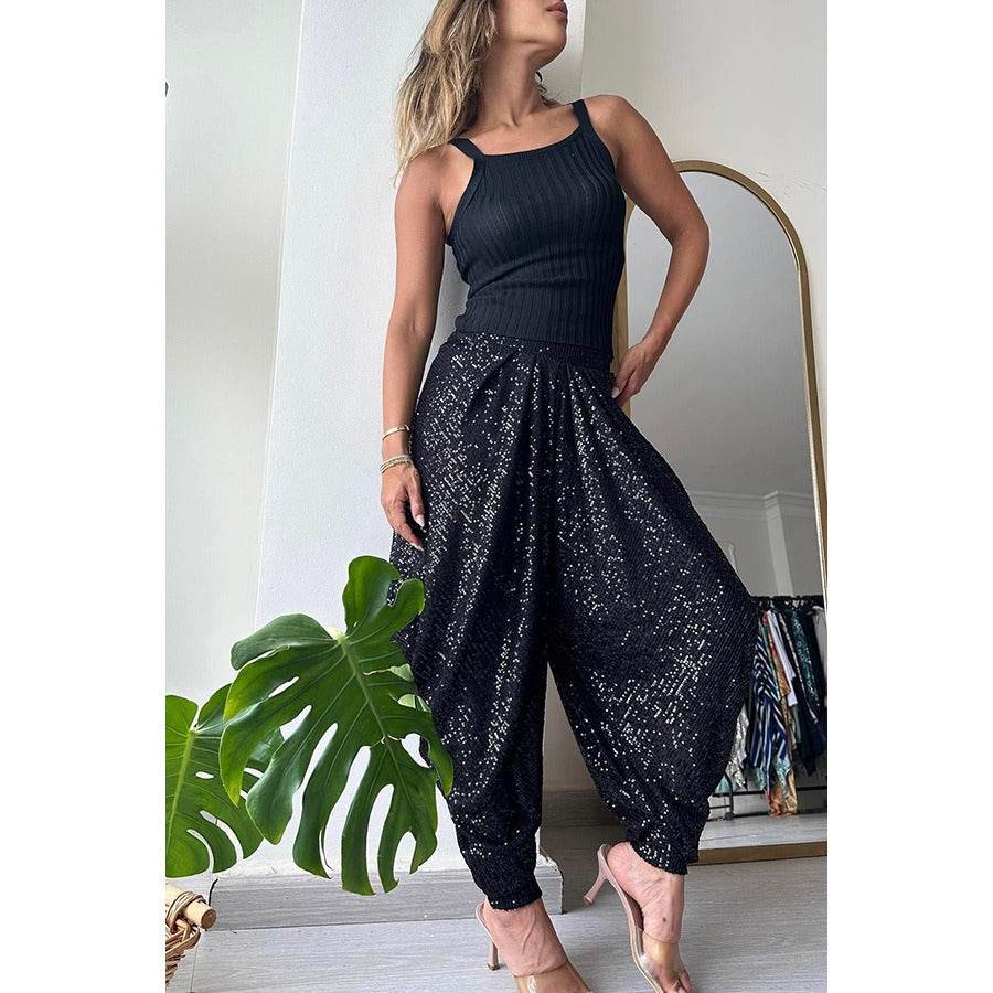 Loose sequin trousers INS elastic waist casual bloomers - IntuitiveEncBoutique