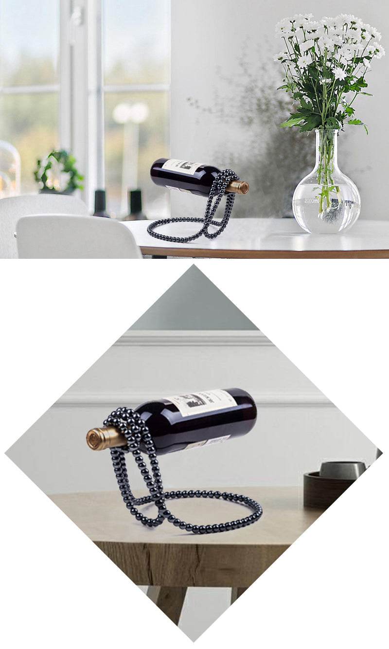 Pearl Necklace Stainless Steel Wine Rack Wine Pedestal Clamp Holder Suspension Champagne Whisky Small Ornaments - IntuitiveEncBoutique