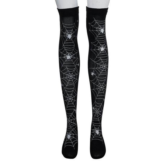 Halloween Black White Long Knee High Socks Costume Masquerade Carnival Cosplay Soft Wind Thigh Stockings Over The Knee - IntuitiveEncBoutique
