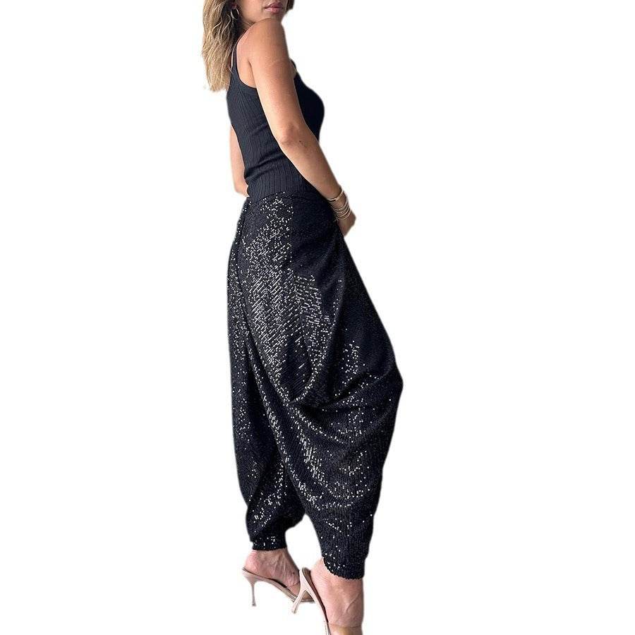 Loose sequin trousers INS elastic waist casual bloomers - IntuitiveEncBoutique