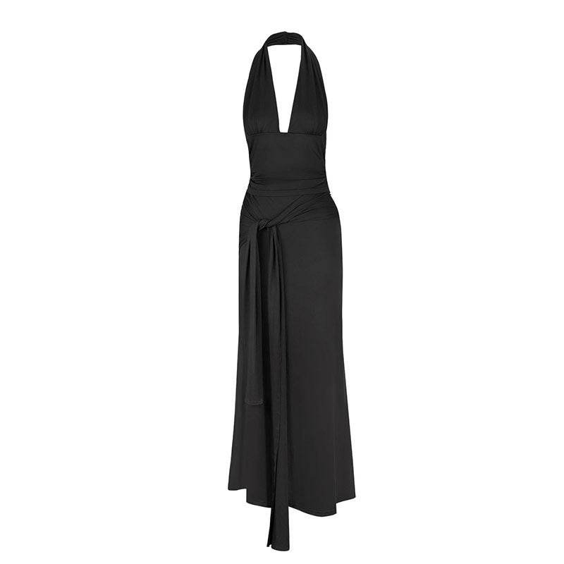 Sexy Off-the-Shoulder Waist-Cinching Top with Belt and Long Fitted Skirt - IntuitiveEncBoutique