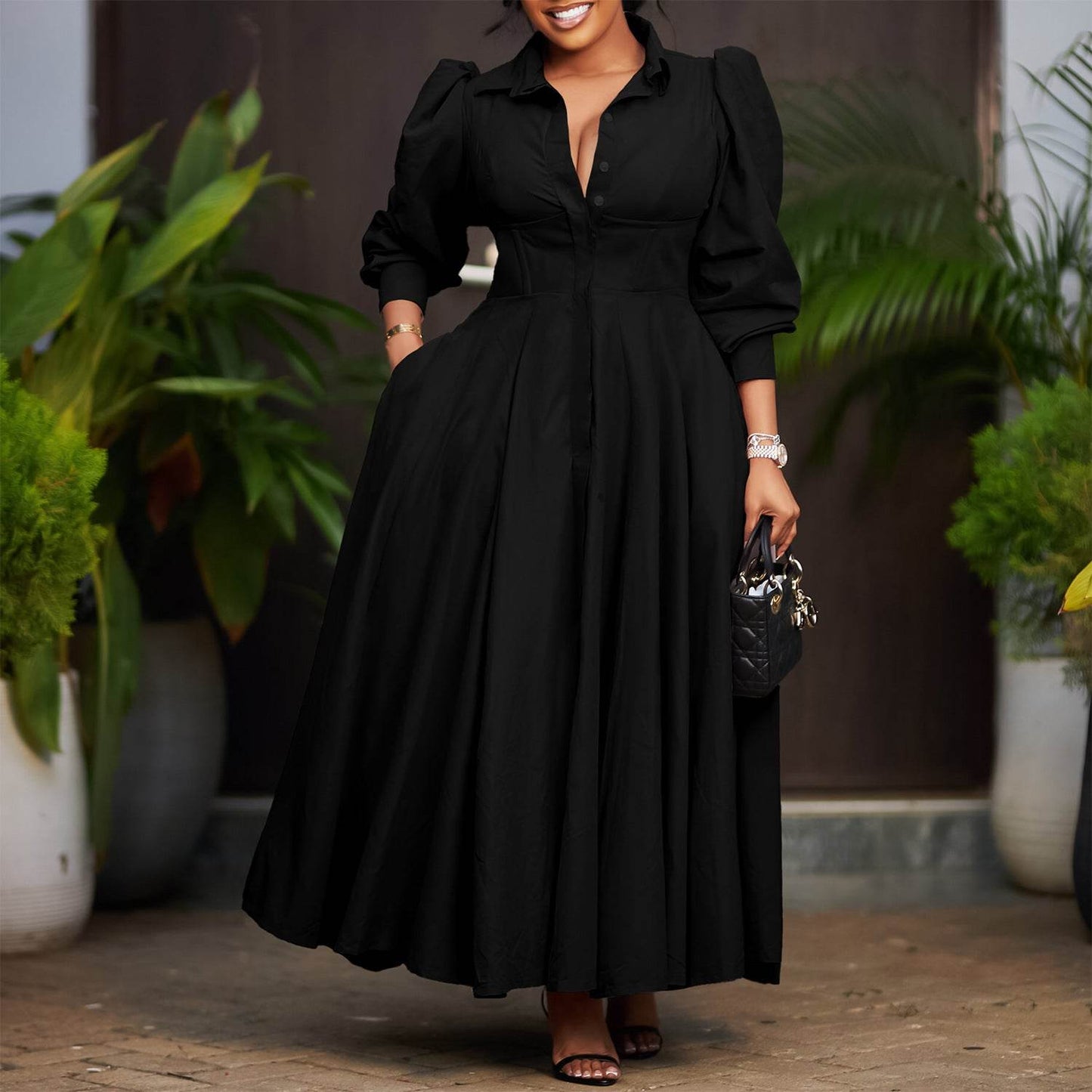 Long Sleeve Flared Dress - IntuitiveEncBoutique