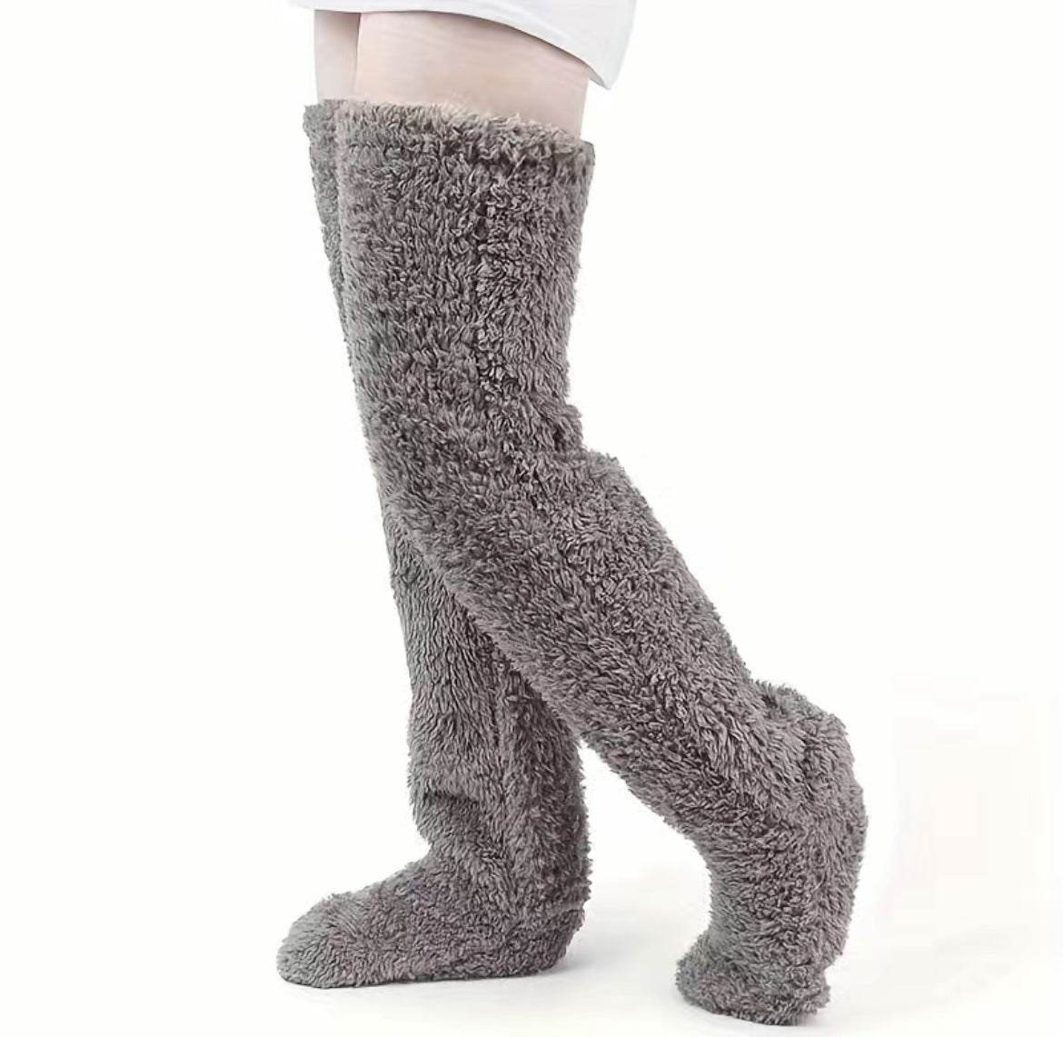 Thick leg warmers, knee pads, warm plush pants, long leg exposed socks - IntuitiveEncBoutique