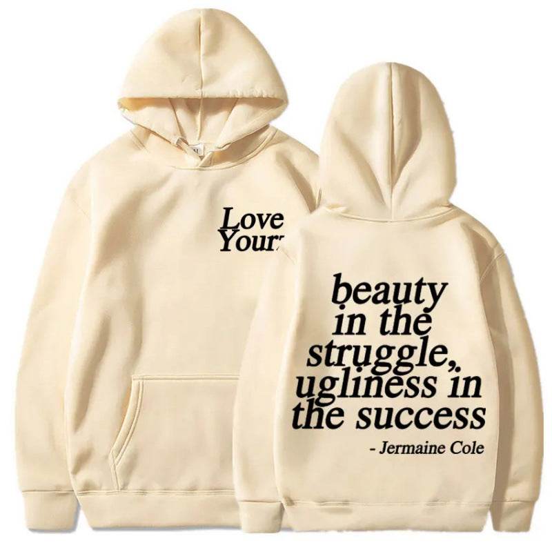 Letter Print Hooded Sweatshirt Unisex Long Sleeve Casual Top Hoodie - IntuitiveEncBoutique