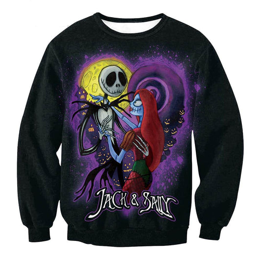 Sweatshirt Halloween Dark Sugar Jack Skellington Printed - IntuitiveEncBoutique