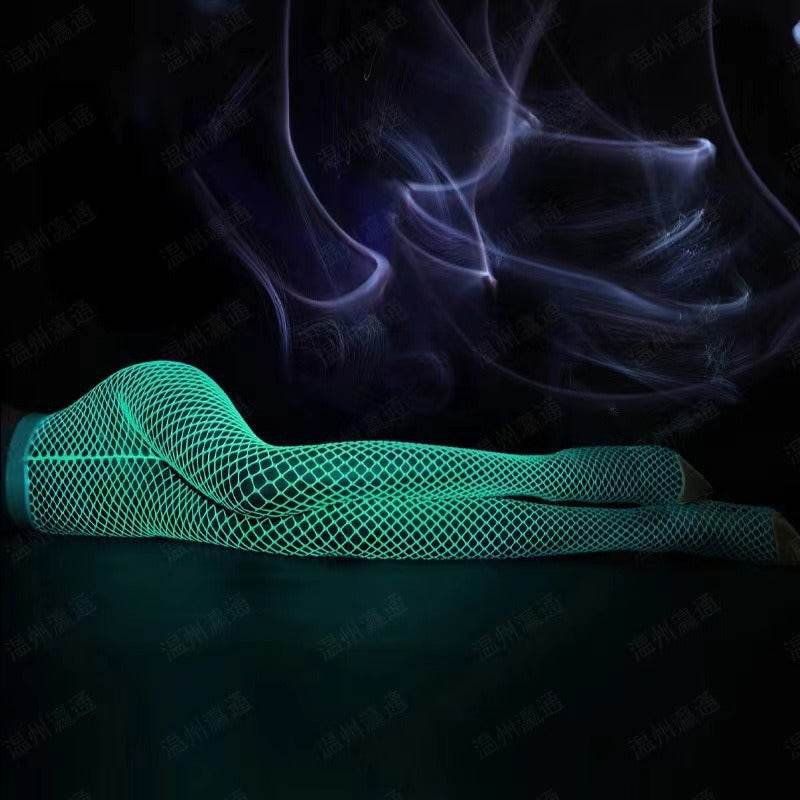 Glow In The Dark Pantyhose Sexy Lingerie With Hollow Mesh Stockings And Fishnet Stockings - IntuitiveEncBoutique