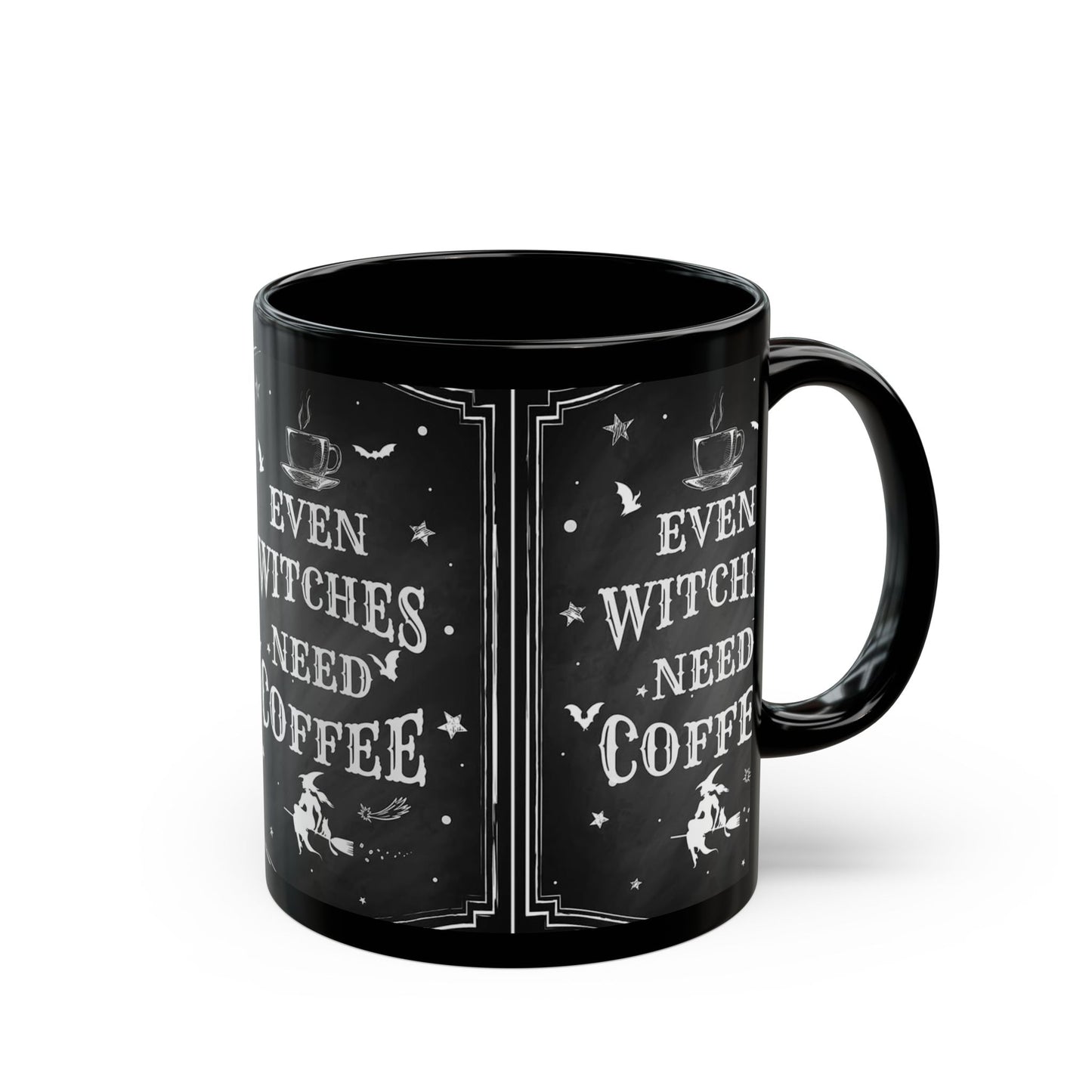 Witchy Coffee Mug - Perfect for Her, Halloween Gift, Black Ceramic Mug, Even Witches Need Coffee, Cozy Kitchen Decor, Witch Gifts, Caffeine