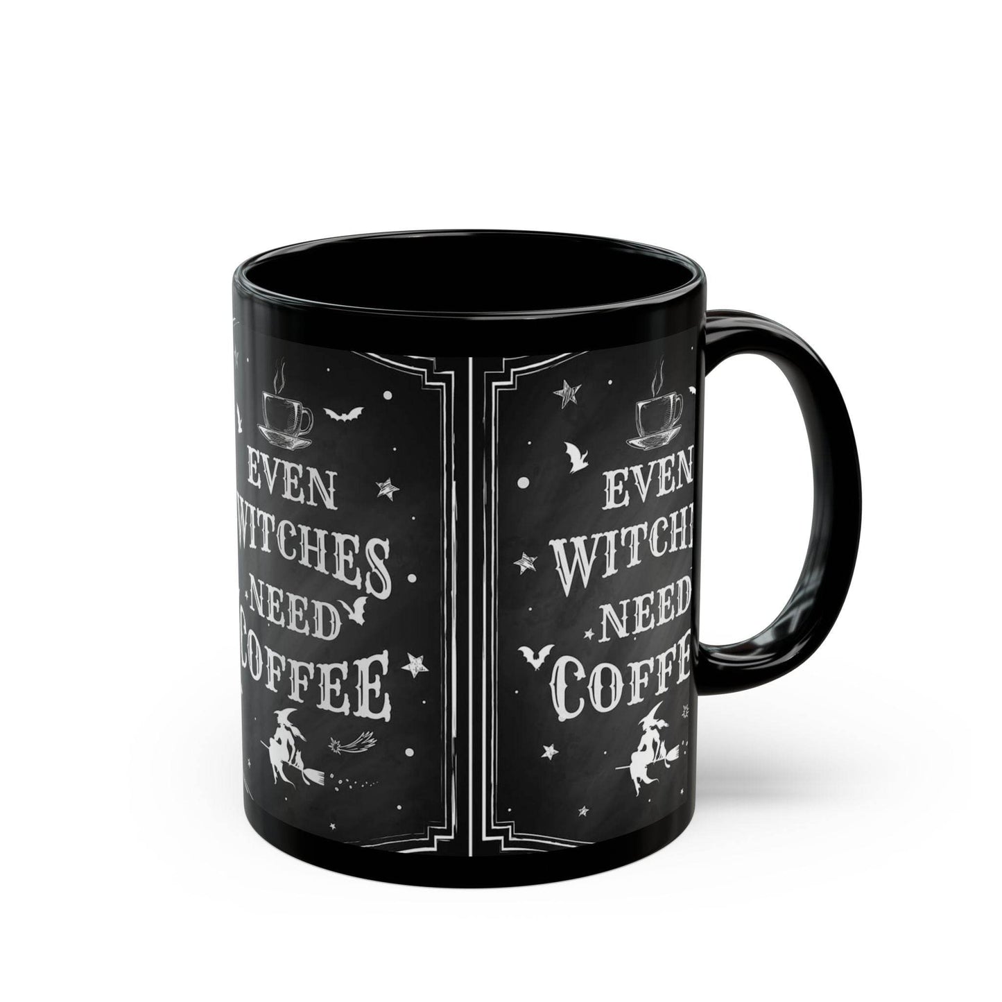 Witchy Coffee Mug - Perfect for Her, Halloween Gift, Black Ceramic Mug, Even Witches Need Coffee, Cozy Kitchen Decor, Witch Gifts, Caffeine - IntuitiveEncBoutique