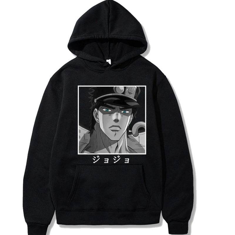 JOJO's Bizarre Adventure Anime Print Hooded Sweatshirt Unisex Long Sleeve Casual Jacket - IntuitiveEncBoutique