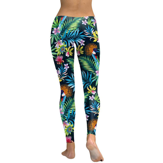 Women Leggings Lilies Birds Woman Workout Legging - IntuitiveEncBoutique