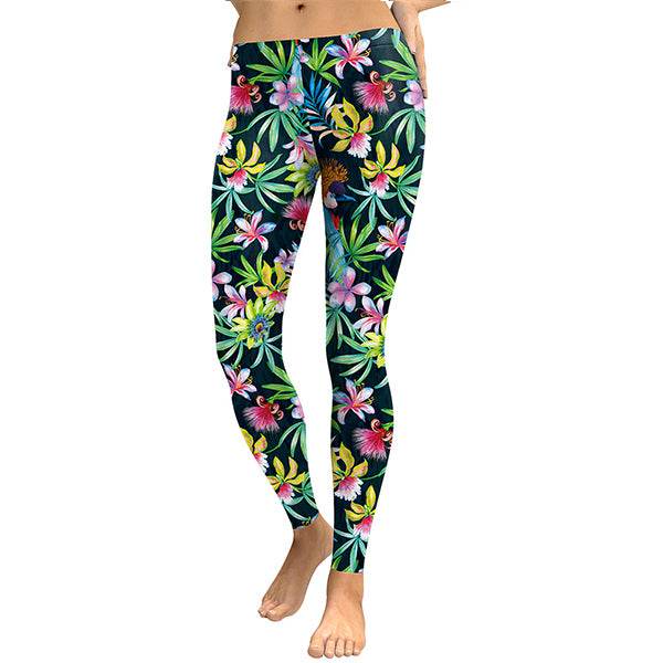 Women Leggings Lilies Birds Woman Workout Legging - IntuitiveEncBoutique