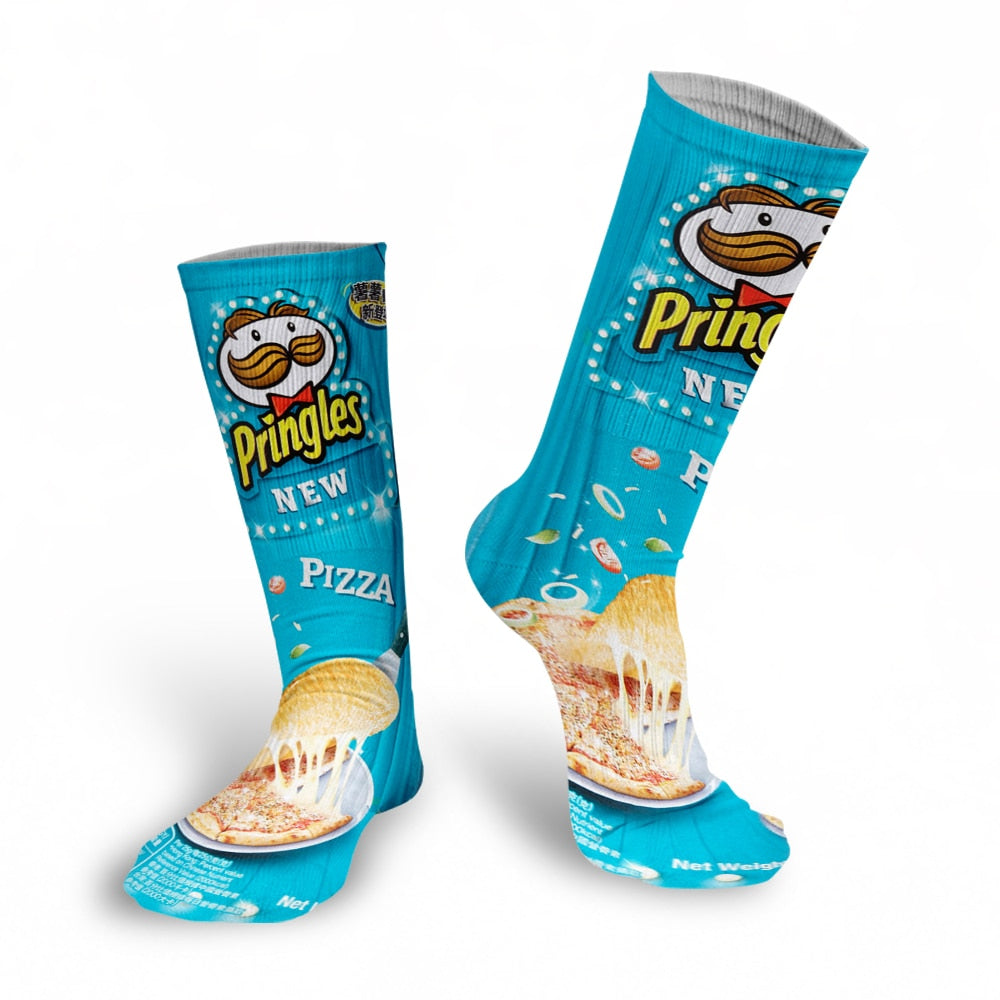 New Fashion Harajuku Kawaii Socks Man Cotton Cartoon Food Print Casual Cotton Hip Hop Unisex Happy Funny skarpety