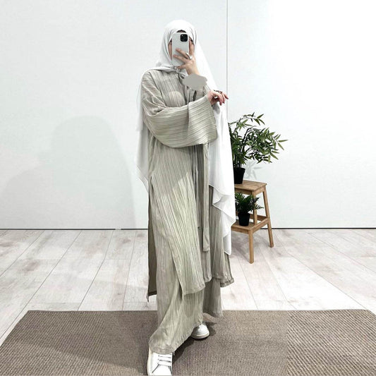 Women's Cross-border Long Sleeve Pleated Long Robe Skirt Set - IntuitiveEncBoutique