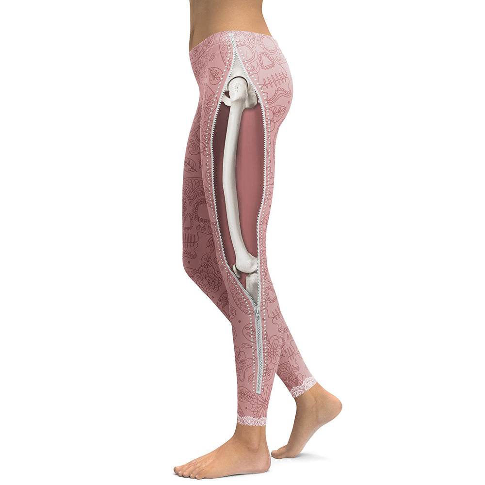 Women Cool Muscle Legs Legging Zipper 3D Printing Leggings - IntuitiveEncBoutique