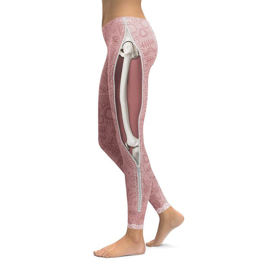 Women Cool Muscle Legs Legging Zipper 3D Printing Leggings - IntuitiveEncBoutique