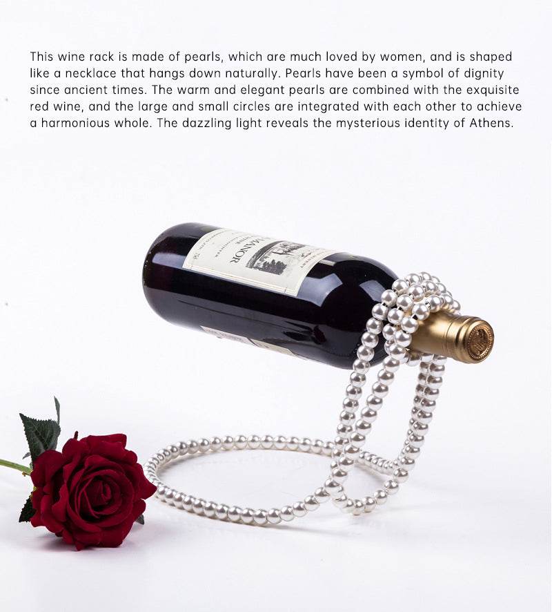 Pearl Necklace Stainless Steel Wine Rack Wine Pedestal Clamp Holder Suspension Champagne Whisky Small Ornaments - IntuitiveEncBoutique