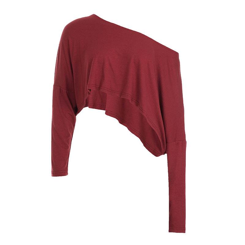 INS Street Style Lazy Off-Shoulder Loose Simple Casual Long Sleeve Sweatshirt Spicy Girl Crop Top Slimming Top - IntuitiveEncBoutique