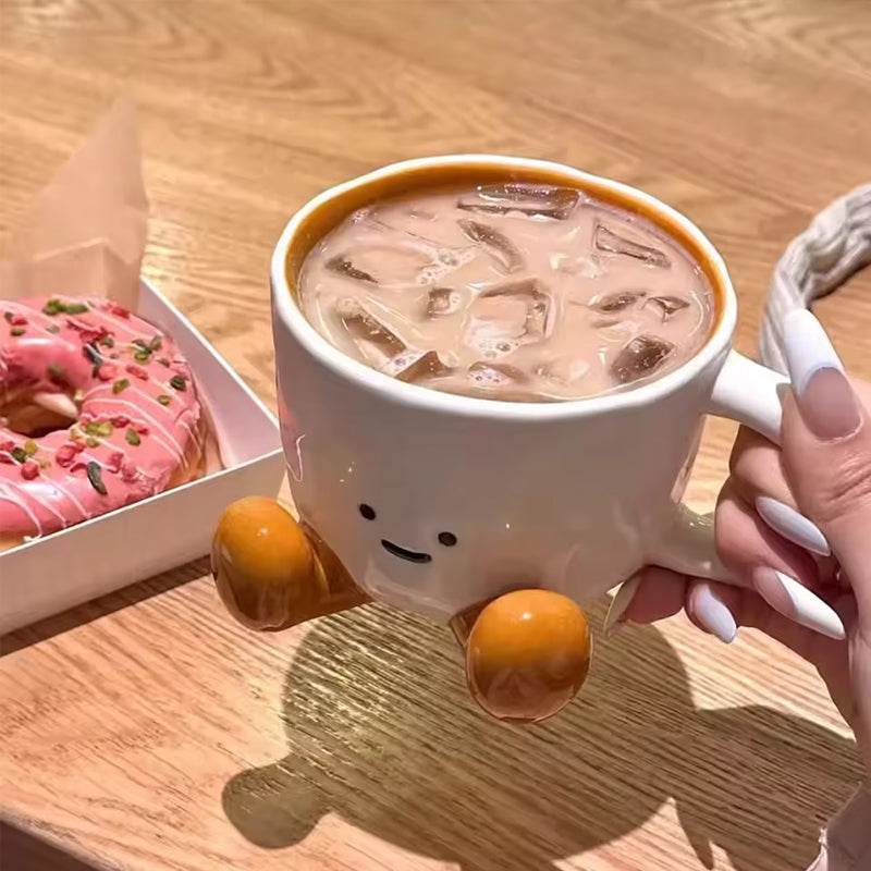 Kawaii hand - pinch feet ceramic coffee cup. High - aesthetic, great for home/dorm. Ideal gift, doubles as mark cup. - IntuitiveEncBoutique