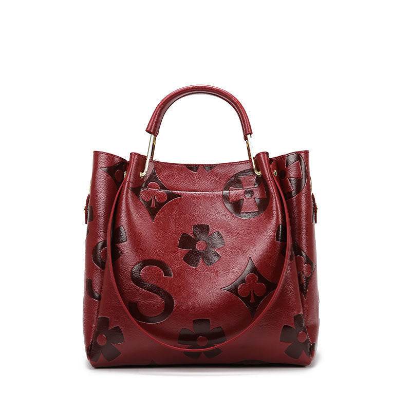 Handbag Women's Fashion Embossed Tote Bag Large Capacity Maternity Bucket Bag - IntuitiveEncBoutique