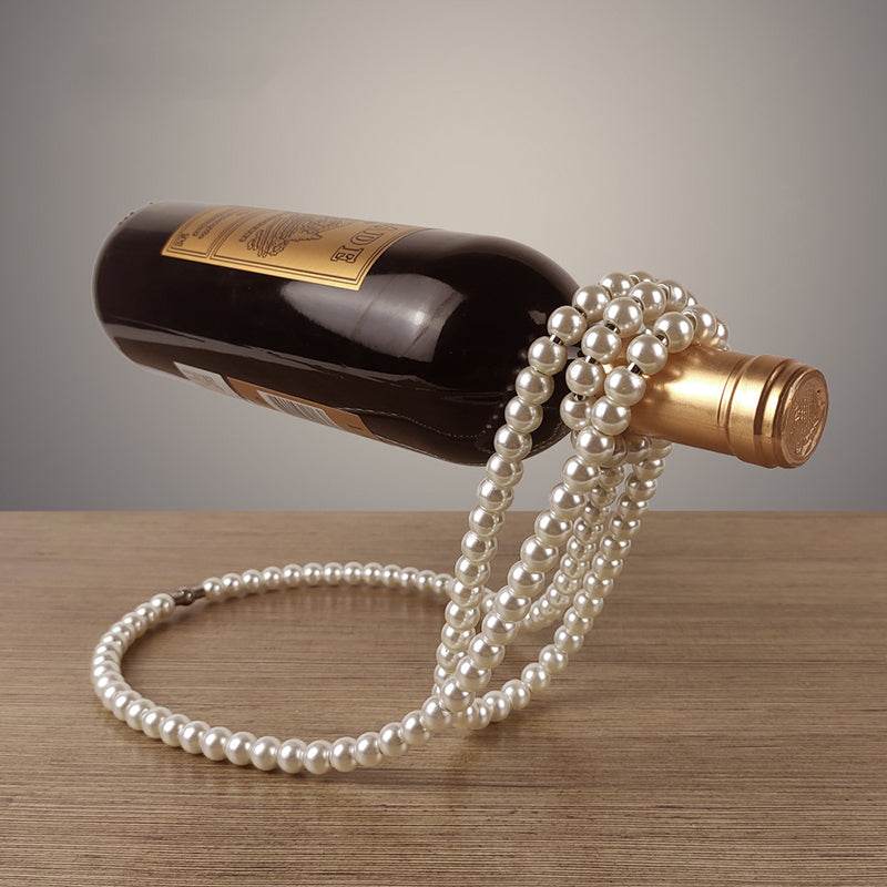 Pearl Necklace Stainless Steel Wine Rack Wine Pedestal Clamp Holder Suspension Champagne Whisky Small Ornaments - IntuitiveEncBoutique
