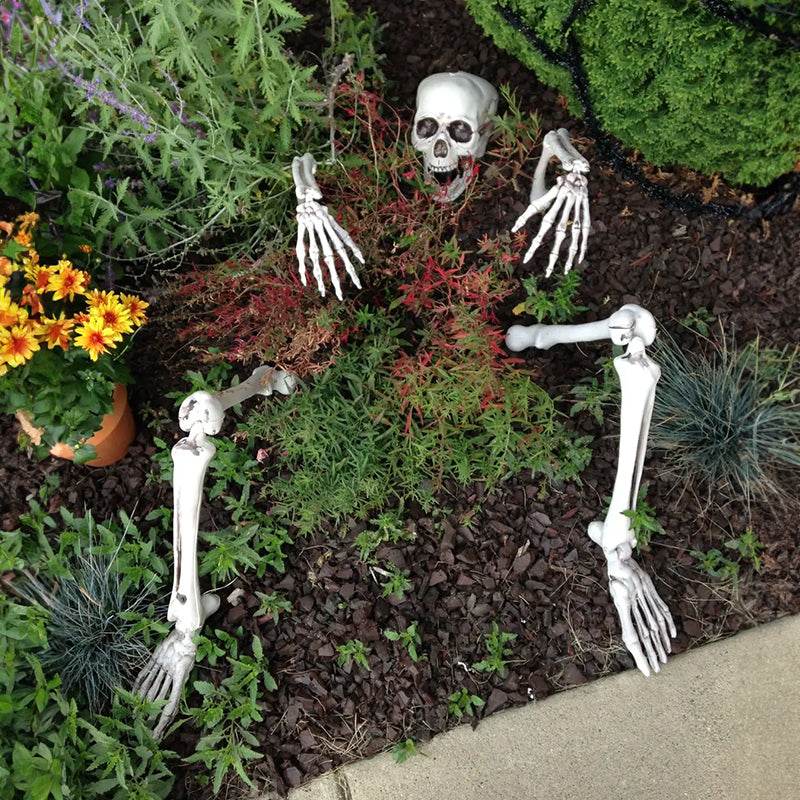 Halloween Skeleton Stakes: Realistic Skull, Head, Hands/Arms – For Party, Home, Garden, Lawn - IntuitiveEncBoutique