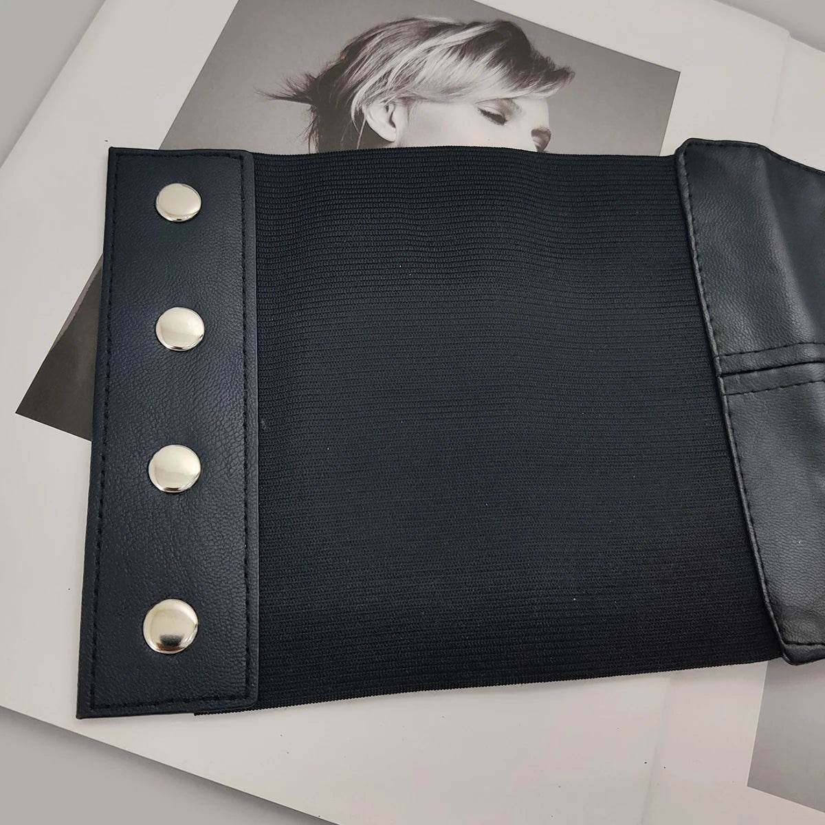 Plus Size Soft Leather Wide Y2K Black Elastic Corset Belt Female Stretch Cummerbunds Designer Belts For Women High Quality - IntuitiveEncBoutique