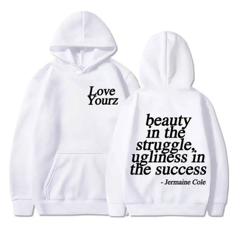Letter Print Hooded Sweatshirt Unisex Long Sleeve Casual Top Hoodie - IntuitiveEncBoutique