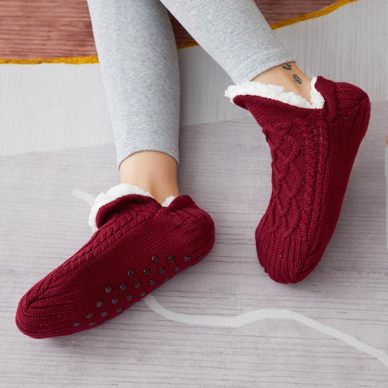 Floor Sock Velvet Thickened Winter Female Adult Bottom Glue Dispensing Adult Warmth Preservation Indoor Socks Men's Sock Overshoes - IntuitiveEncBoutique