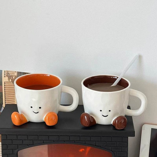 Kawaii hand - pinch feet ceramic coffee cup. High - aesthetic, great for home/dorm. Ideal gift, doubles as mark cup. - IntuitiveEncBoutique