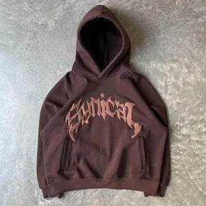 Gothic Letter Star Print Zipper Hoodie Trendy Unisex Jacket Sweatshirt - IntuitiveEncBoutique