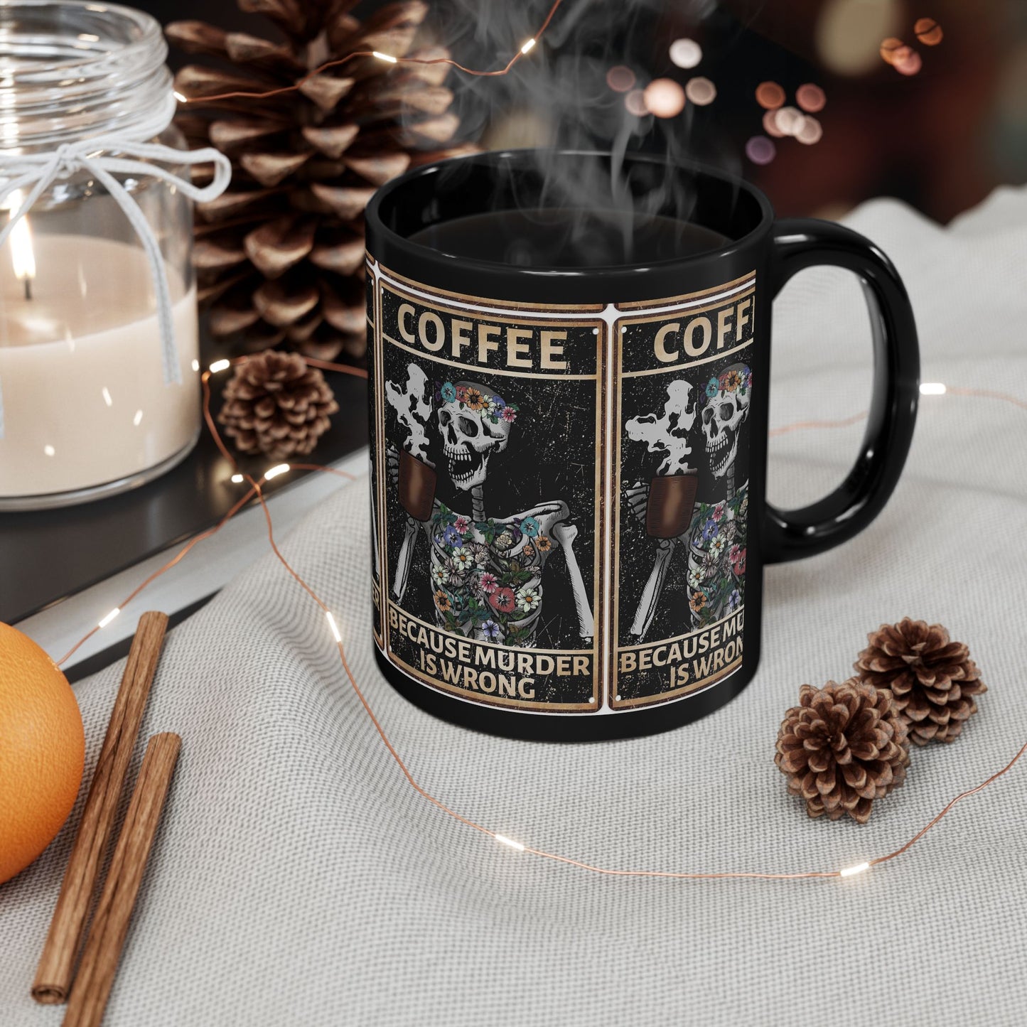 Coffee Mug with Skeleton Design - Funny Gift for Halloween, Birthdays, Coffee Lovers, Unique Home Decor, Quirky Kitchenware