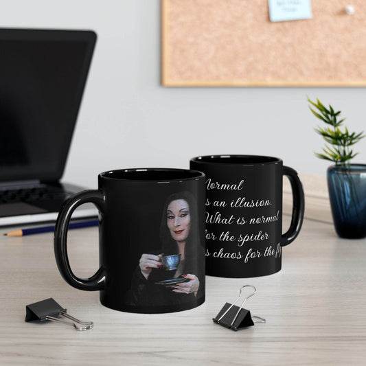 Gothic Character Mug, Morticia, Perfect for Halloween, Witchy Home Decor, Dark Aesthetic Gift, Vintage Style Coffee Cup - IntuitiveEncBoutique