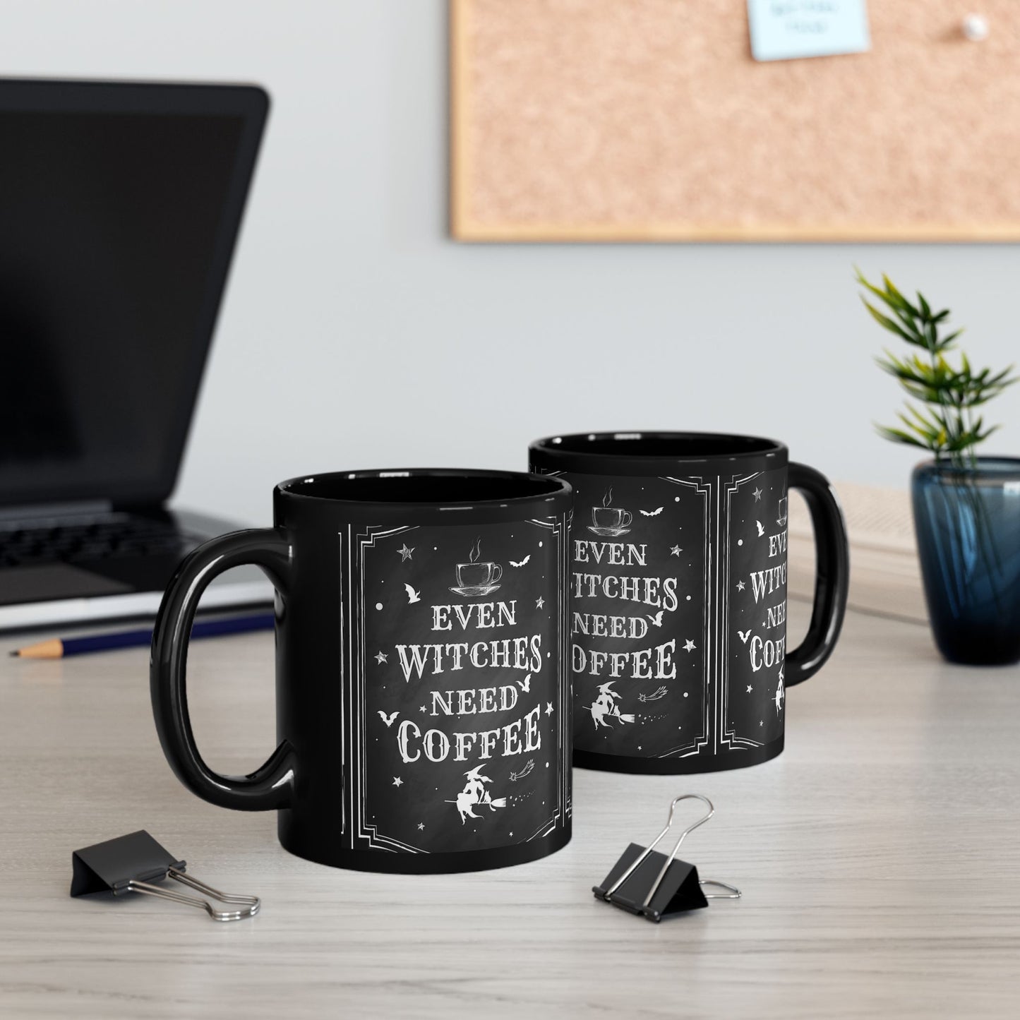 Witchy Coffee Mug - Perfect for Her, Halloween Gift, Black Ceramic Mug, Even Witches Need Coffee, Cozy Kitchen Decor, Witch Gifts, Caffeine