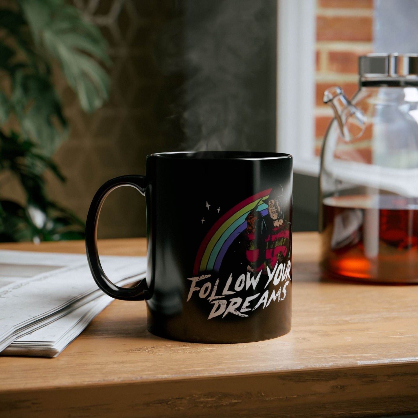 Freddy Krueger Inspirational Mug – Follow Your Dreams Coffee Cup - IntuitiveEncBoutique