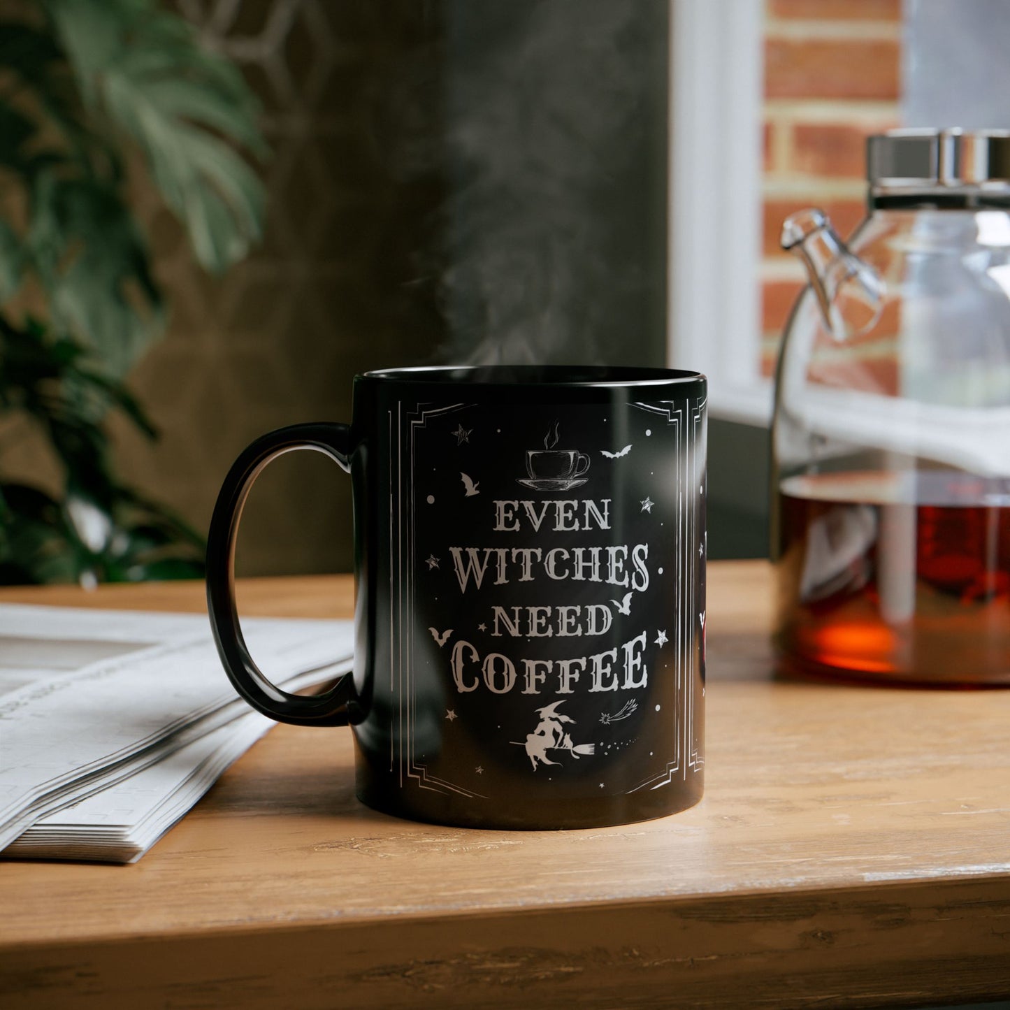 Witchy Coffee Mug - Perfect for Her, Halloween Gift, Black Ceramic Mug, Even Witches Need Coffee, Cozy Kitchen Decor, Witch Gifts, Caffeine