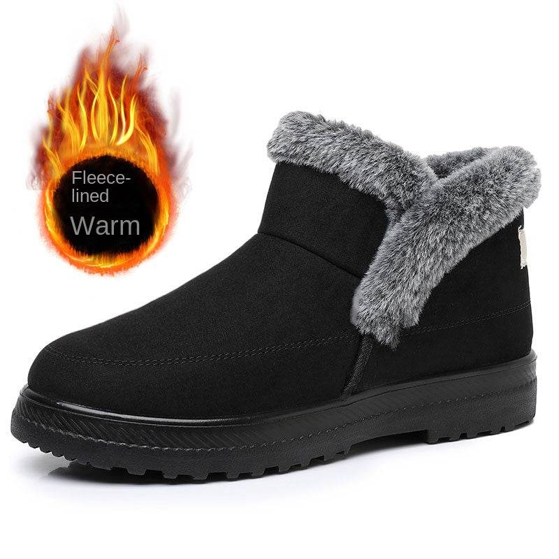 Winter Women's Plus Size Cotton Boots with Fleece Lining and Thickening for Outdoor Leisure Snow Boots Mid-Calf Cotton Shoes - IntuitiveEncBoutique