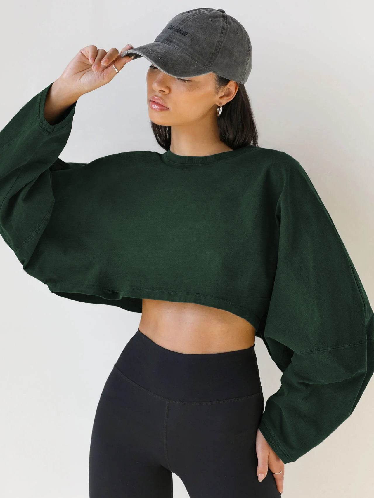 Vintage Hoodie Women's Long Sleeve Crop Knitwear Sport Yoga - IntuitiveEncBoutique
