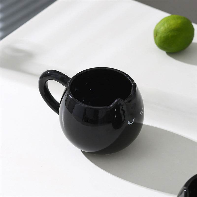 Adorable hand - painted cat - shaped ceramic mug, perfect for coffee or tea. - IntuitiveEncBoutique