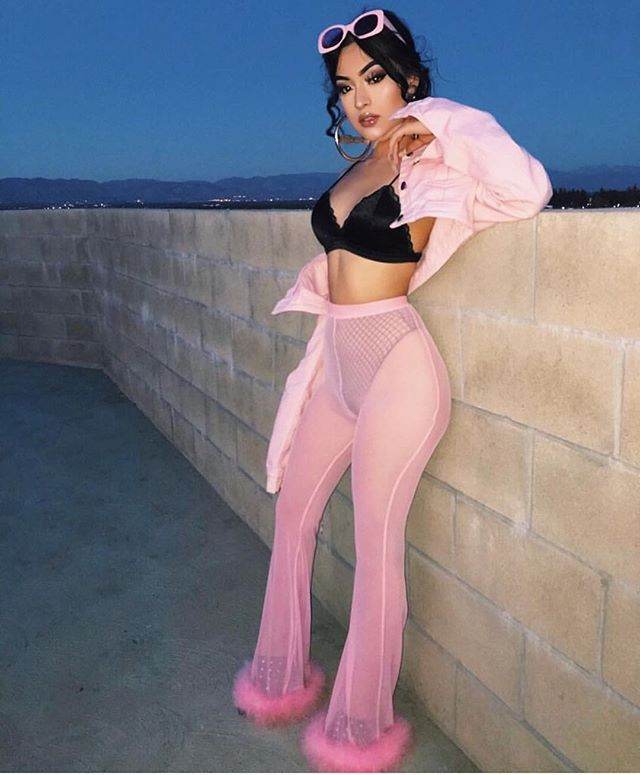 Mesh High Waist Pants and Long Sleeve Crop Top Sets Party Clubwear Sexy Faux Fur Outfit Two Piece Sets - IntuitiveEncBoutique