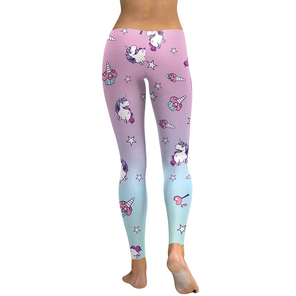 Unicorn Series Women Leggings Star Ice Cream Digital Print Leggins Sweat Workout Woman Legging Slim Pants - IntuitiveEncBoutique