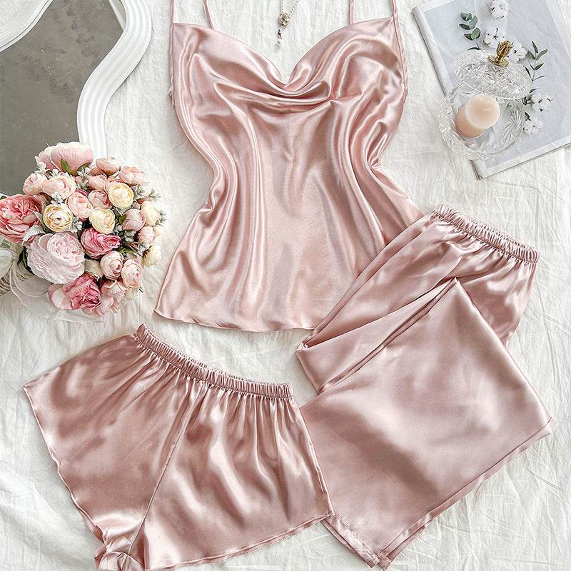 satin Sleeping Shorts Sexy Pajama Set - IntuitiveEncBoutique