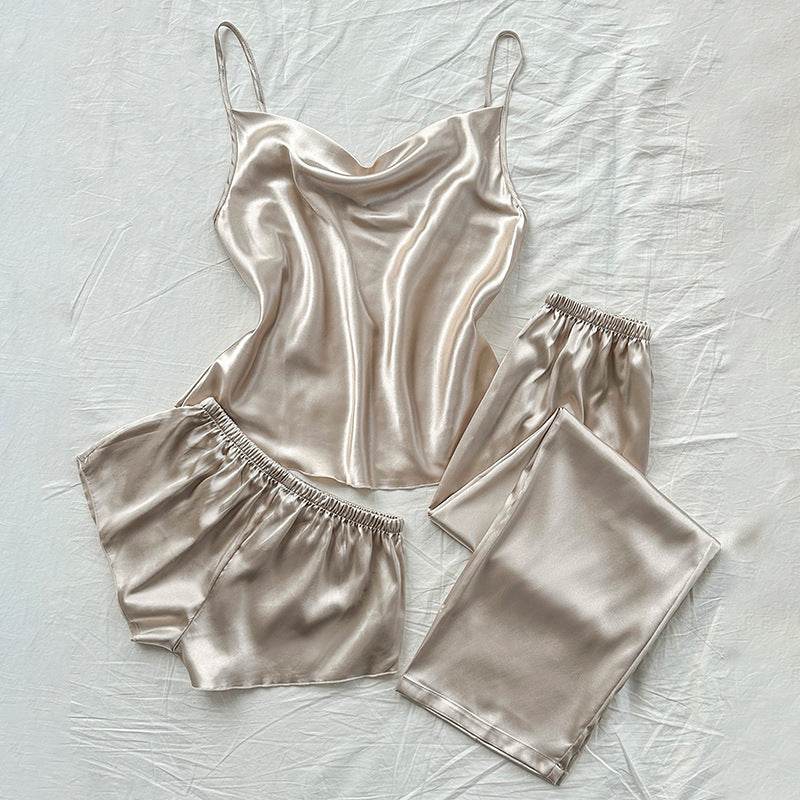 satin Sleeping Shorts Sexy Pajama Set - IntuitiveEncBoutique