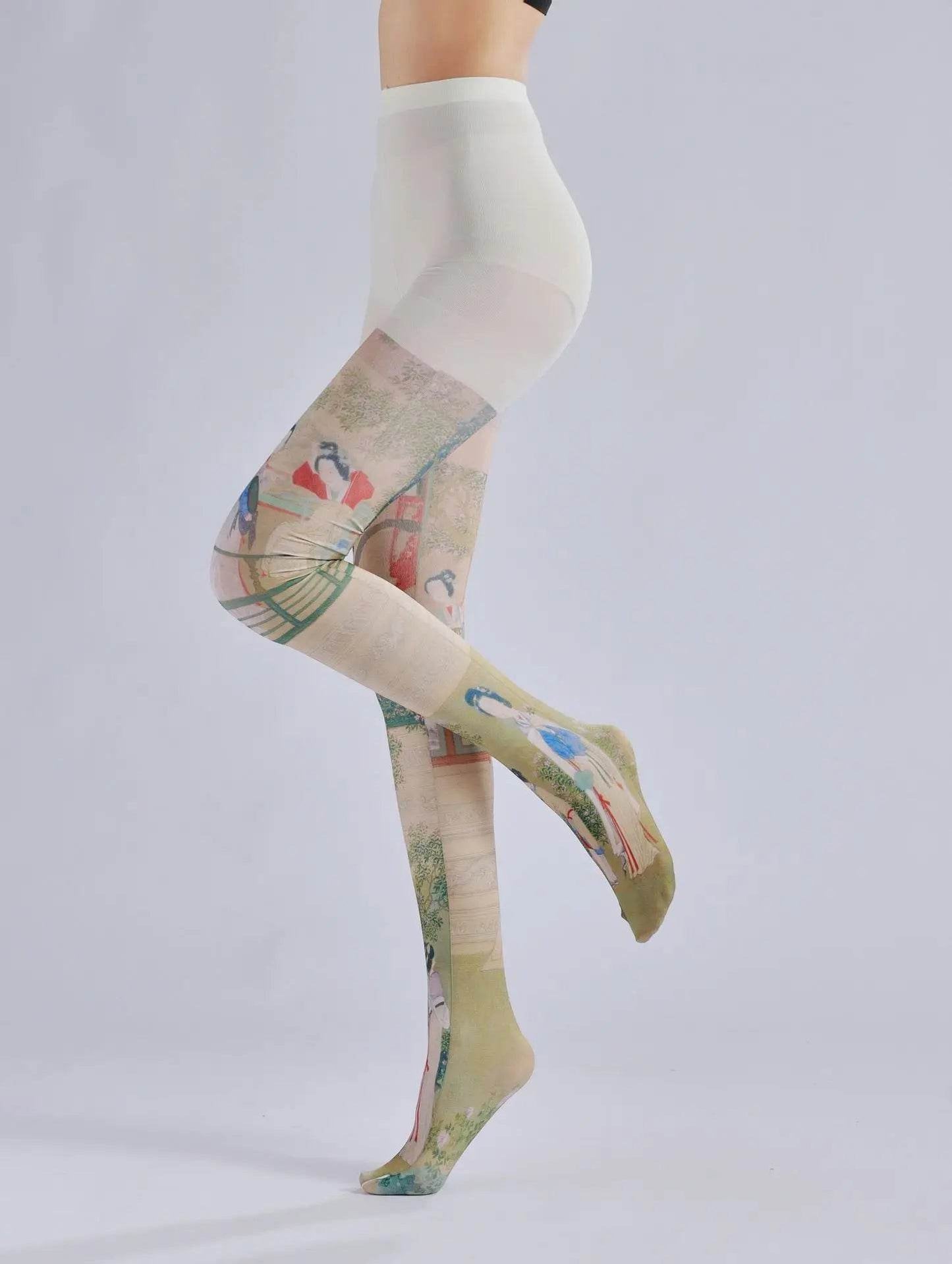 Pattern printed pantyhose with retro and personalized bottom socks - IntuitiveEncBoutique