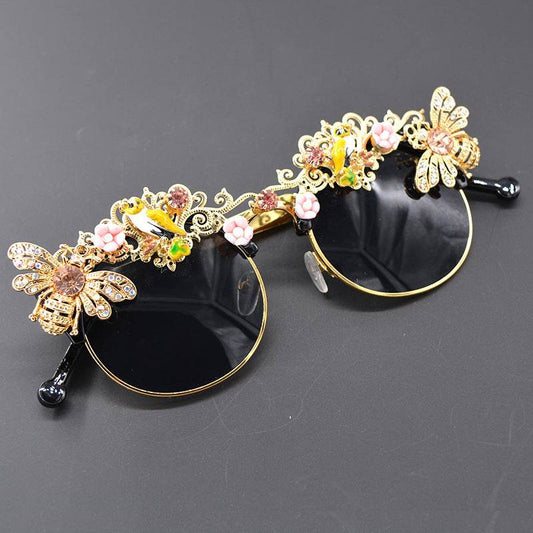 New Fashionable and Elegant Classical Sunglasses, Artistic Pearl Inlaid Sunglasses, Banquet Gifts, Fashionable Diamond Inlaid Sunglasses - IntuitiveEncBoutique