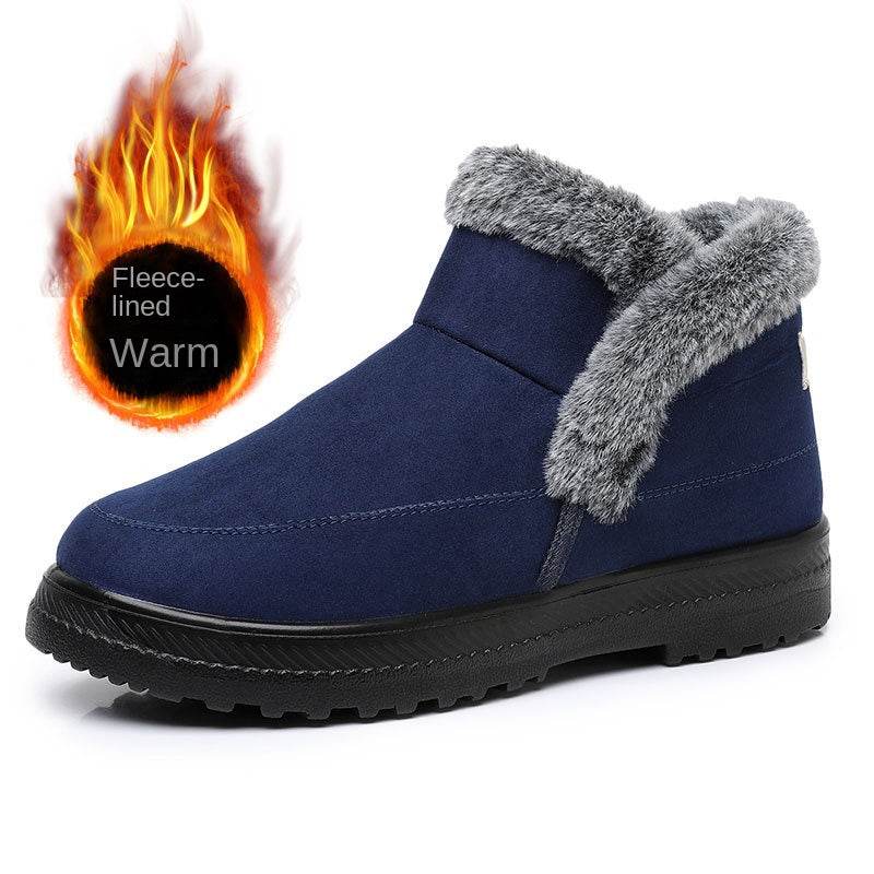 Winter Women's Plus Size Cotton Boots with Fleece Lining and Thickening for Outdoor Leisure Snow Boots Mid-Calf Cotton Shoes - IntuitiveEncBoutique