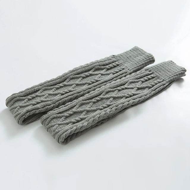 Knitted knee over foot warm leg socks knitted yarn warm knee pads double diamond shaped floor socks - IntuitiveEncBoutique