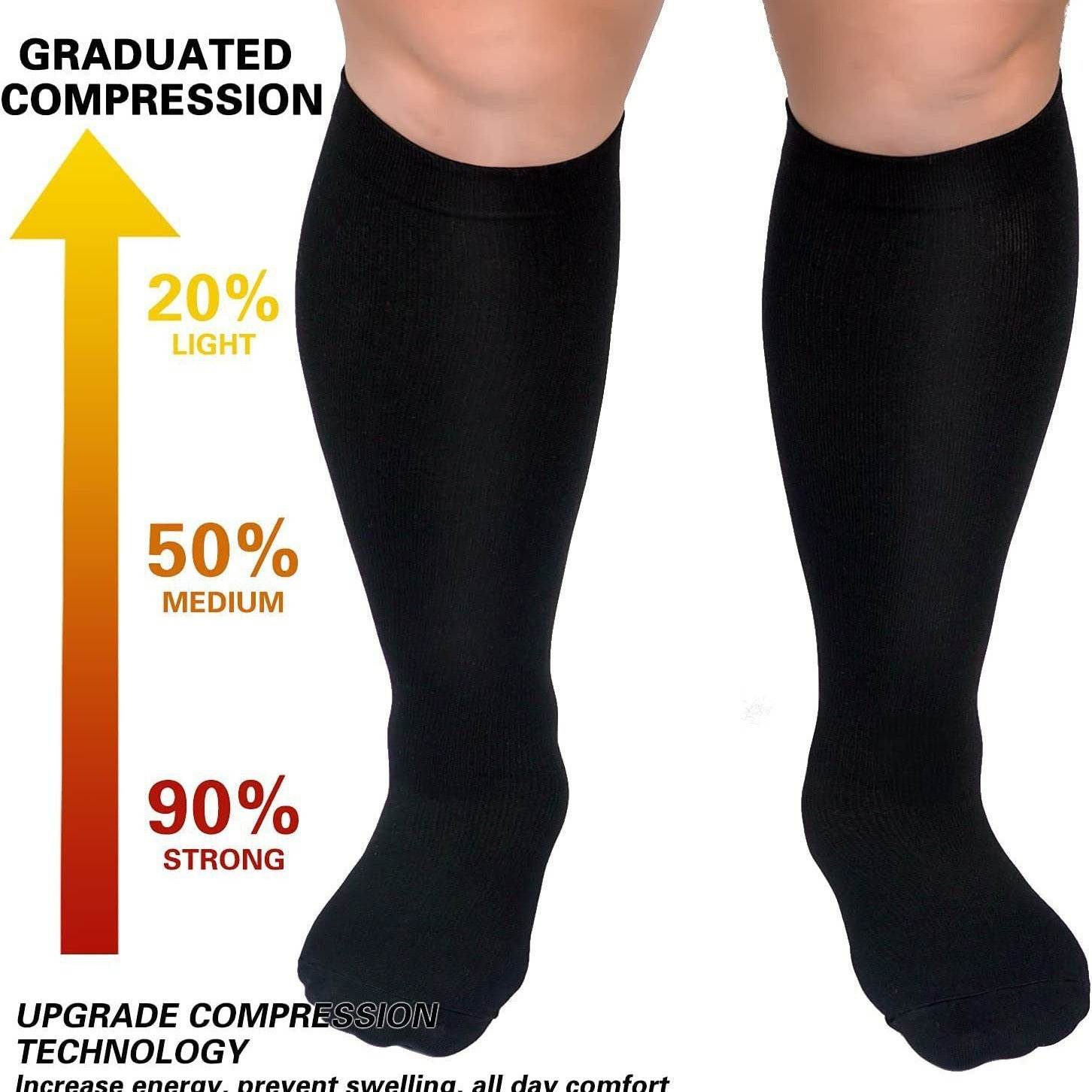 Plus size compression socks super wide calf and knee length socks men - IntuitiveEncBoutique